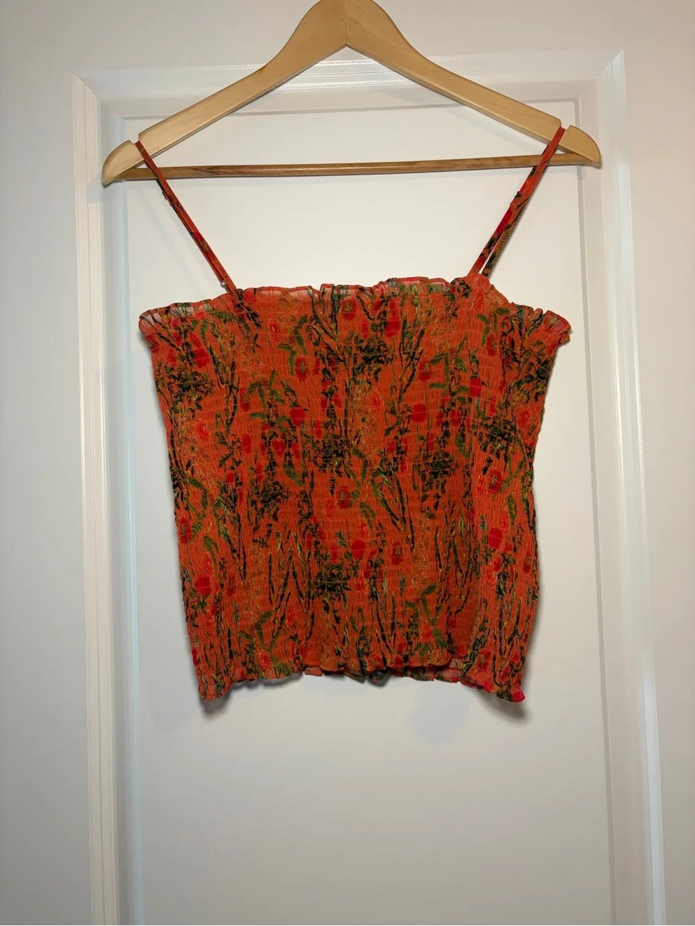 Gianni Bini | Orange Floral Summer Fully Smocked Lightweight Cami